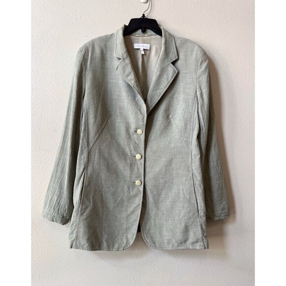 Escada Silk Linen Blazer Jacket Size 44 Ermenegildo Zegna Cloth /Logo Buttons - Picture 1 of 7